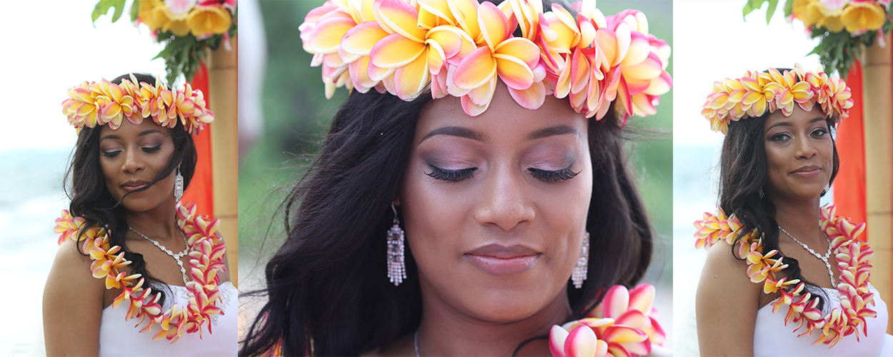 Haku head lei with white orchids Hawaian flowers